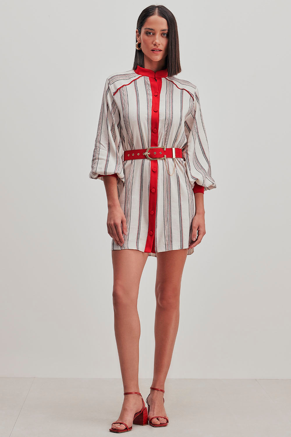 Vestido Camisa Listrado Com Botões – Use Charry