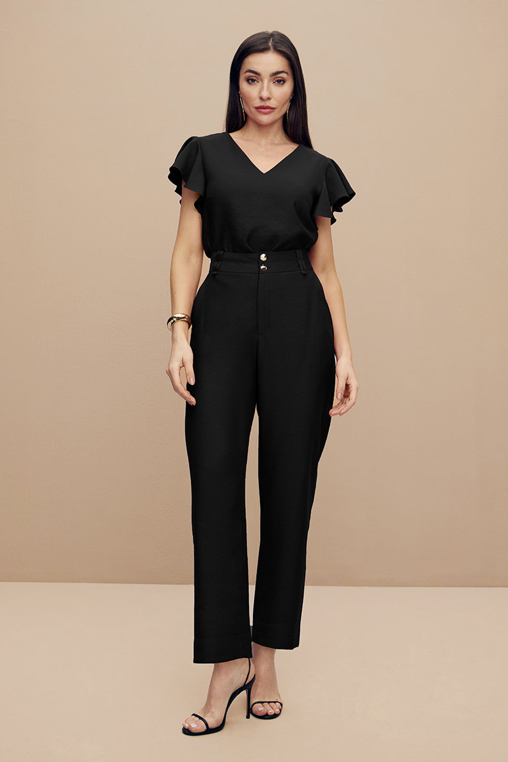 Blusa Leve Lisa Com Babado Nas Mangas