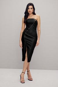 Vestido Midi Liso Com Recortes