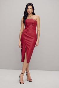 Vestido Midi Liso Com Recortes
