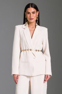 Blazer Reto Liso Com Recortes