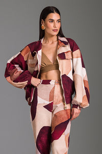 Jaqueta Bomber Estampada Com Bolsos