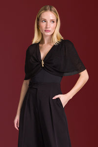 Blusa Ajustada Lisa Com Sobreposição
