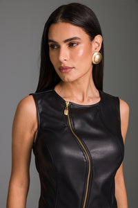 Blusa Ajustada Lisa Com Zíper Frontal