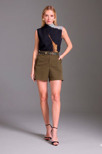 Blusa Ajustada Estampada Gola Alta
