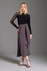 Blusa Ajustada Lisa Com Transparência
