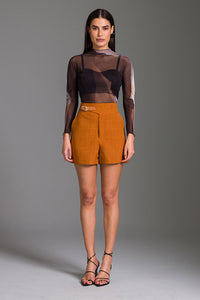 Blusa Ajustada Estampada Com Transparência