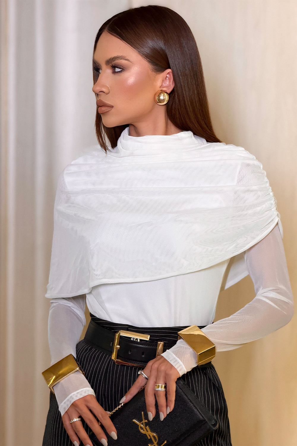 Blusa Ajustada Lisa Com Sobreposição