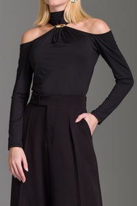 Blusa Ajustada Lisa Com Passante