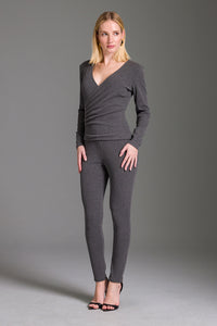 Blusa Ajustada Lisa Decote Transpassado