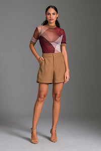 Blusa Ajustada Com Gola Alta