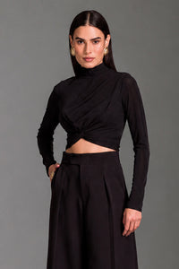 Blusa Cropped Com Mangas Longas