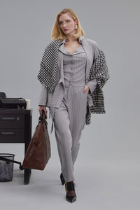 Calça Alfaiataria Risca De Giz Com Bolsos Faca