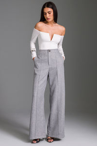 Calça Wide Lisa Com Bolsos