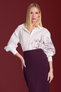 Camisa Reta Estampada Com Silk