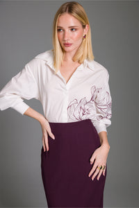 Camisa Reta Estampada Com Silk