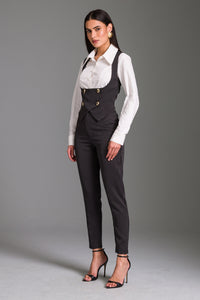 Camisa Ajustada Lisa Com Recortes