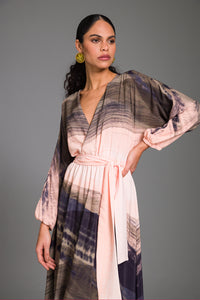 Vestido Super Midi Estampado Decote V