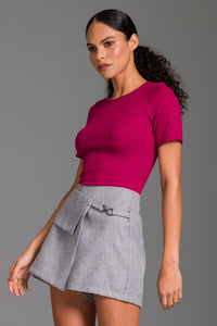 Short Alfaiataria Liso Com Sobreposição