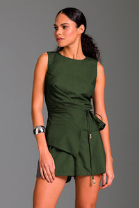 Short Cintura Alta Liso Com Bolsos