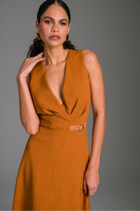 Vestido Super Midi Liso Com Decote Transpassado