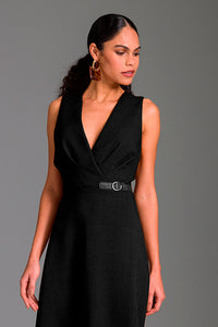 Vestido Super Midi Liso Com Decote Transpassado
