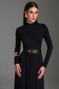 Vestido Longo Liso Gola Alta