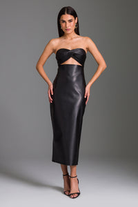 Vestido Super Midi Liso Cut Out