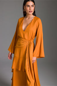 Vestido Longo Liso Com Lenço