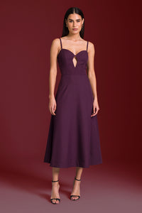 Vestido Super Midi Liso Com Recortes