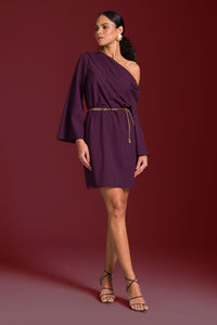 Vestido Curto Liso Ombro Único