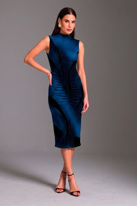 Vestido Midi Estampado Gola Alta