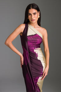 Vestido Super Midi Estampado Ombro Único