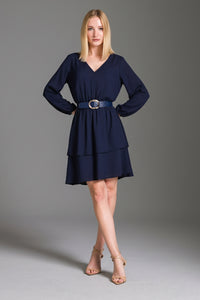 Vestido Curto Liso Com Babados