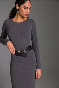 Vestido Super Midi Liso Mangas Longas