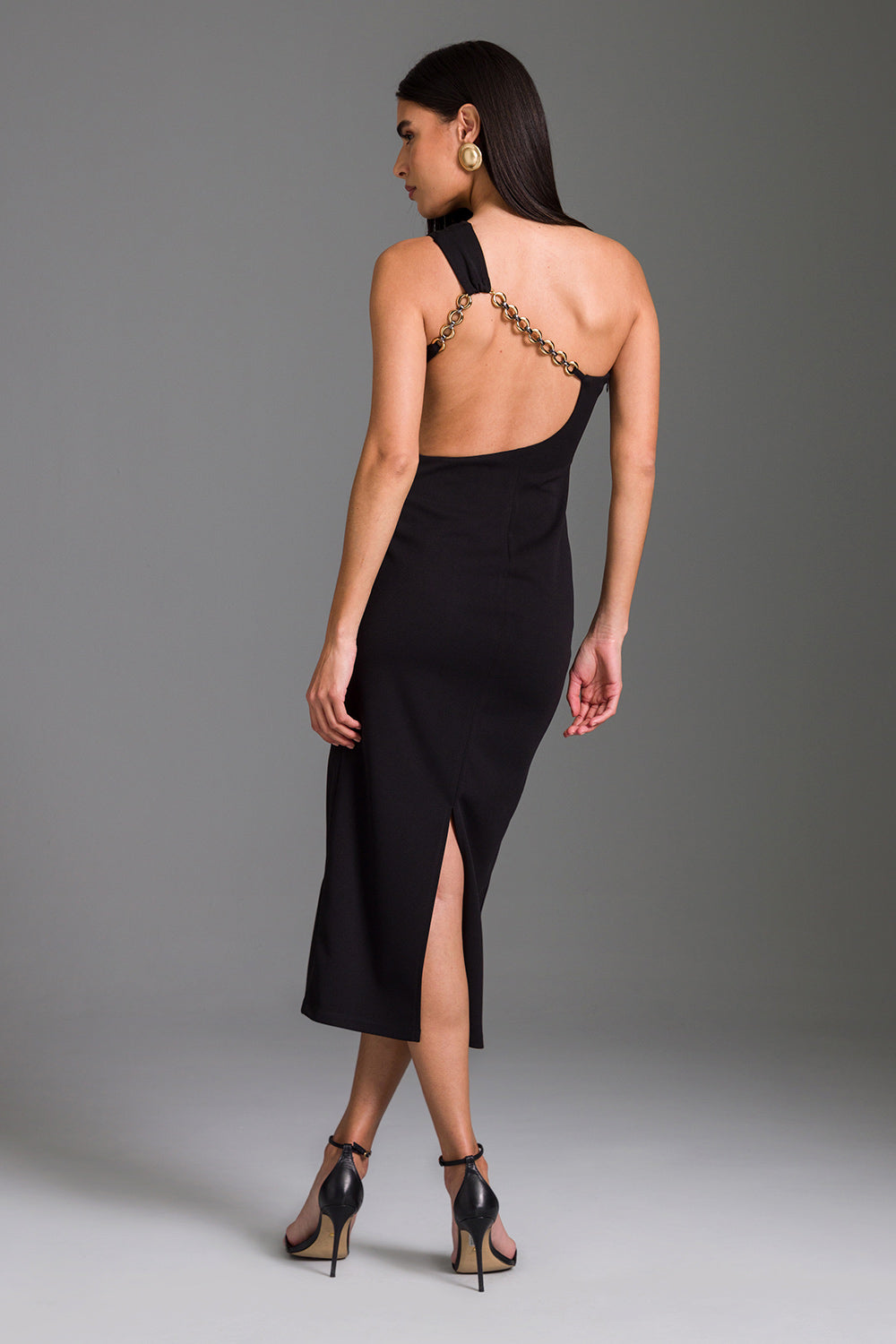 Vestido Midi Liso Ombro Único