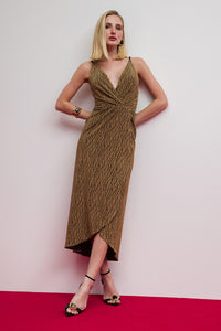 Vestido Midi Metalizado Com Alças