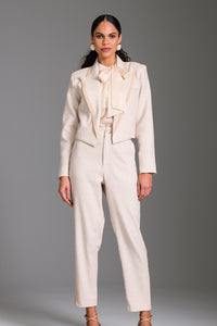 Blazer Cropped Liso Com Bolso Embutido