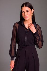Camisa Reta Com Transparência