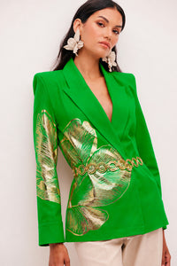 Blazer Alfaiataria Liso Com Silk Flor
