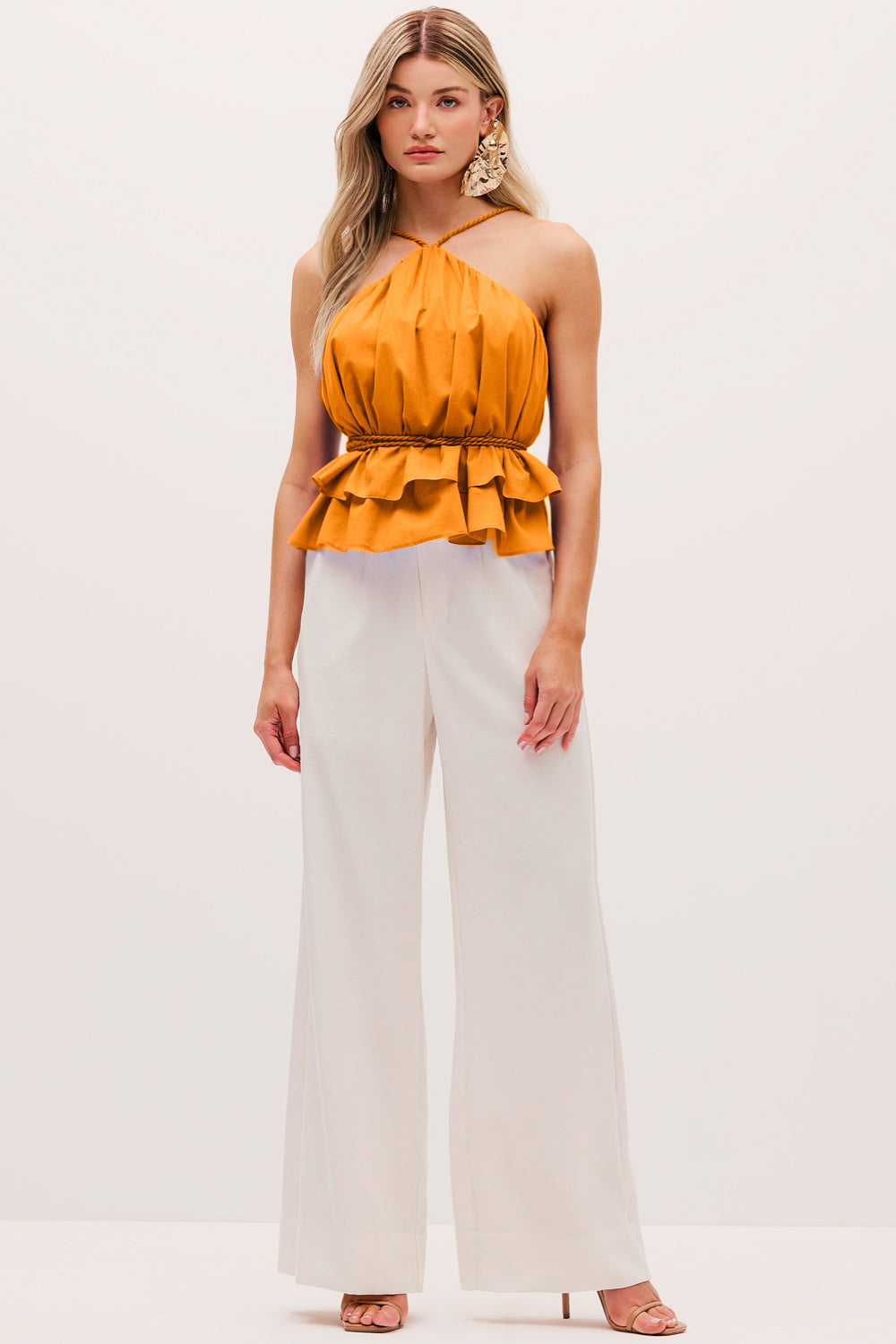 Blusa Frente Única Lisa Com Amarração