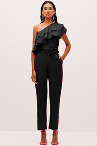Blusa Ombro Único Lisa Com Babado