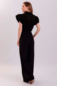 Calça Wide Lisa Com Bolsos Faca
