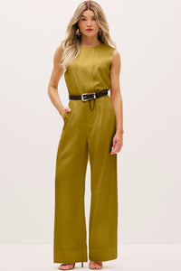 Calça Wide Lisa Com Bolsos Faca