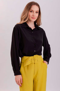 Calça Wide Lisa Com Passante Forrado