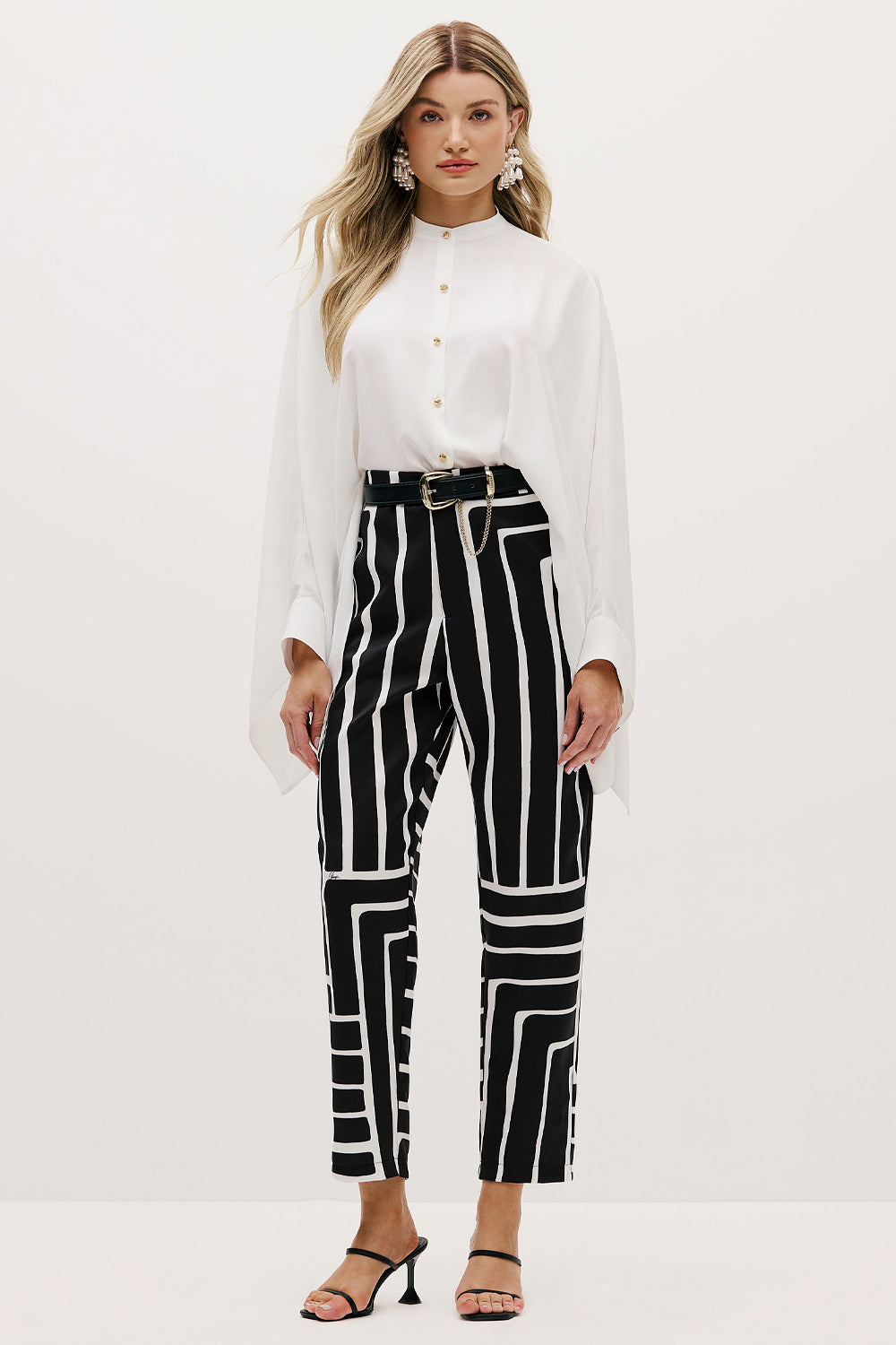 Camisa Ampla Lisa Com Mangas Lenço