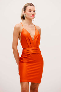 Vestido Curto Liso Acetinado Com Alças