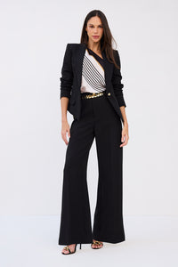 Blazer Ajustado Liso Com Lapelas
