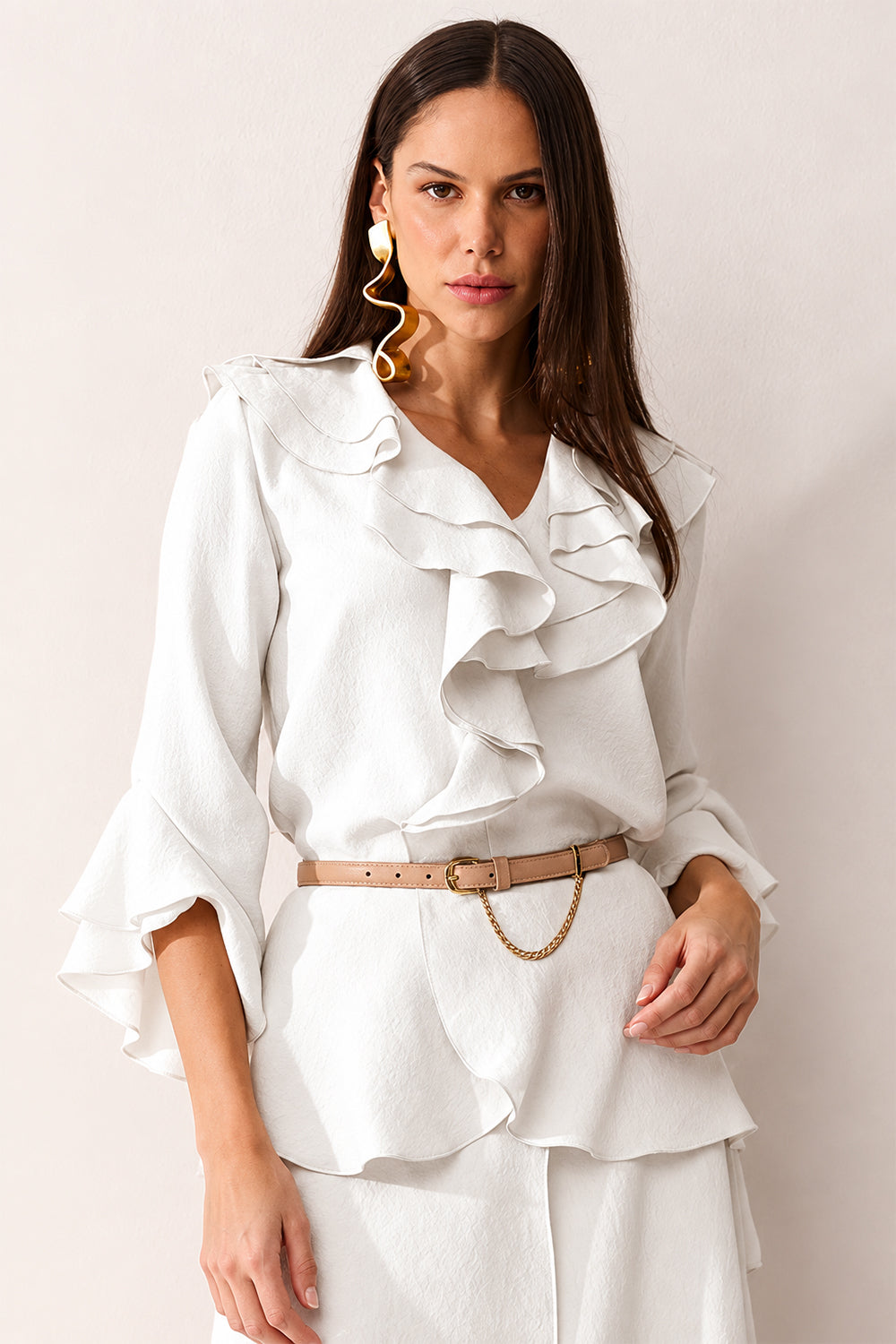 Blusa Reta Lisa Com Decote V