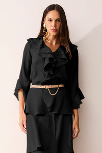 Blusa Reta Lisa Com Decote V